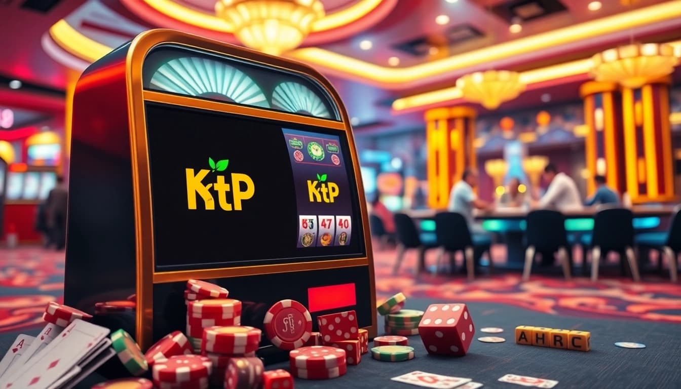 KtP Jitu slot machine surrounded by exciting poker chips and dice, inviting passionate players.
