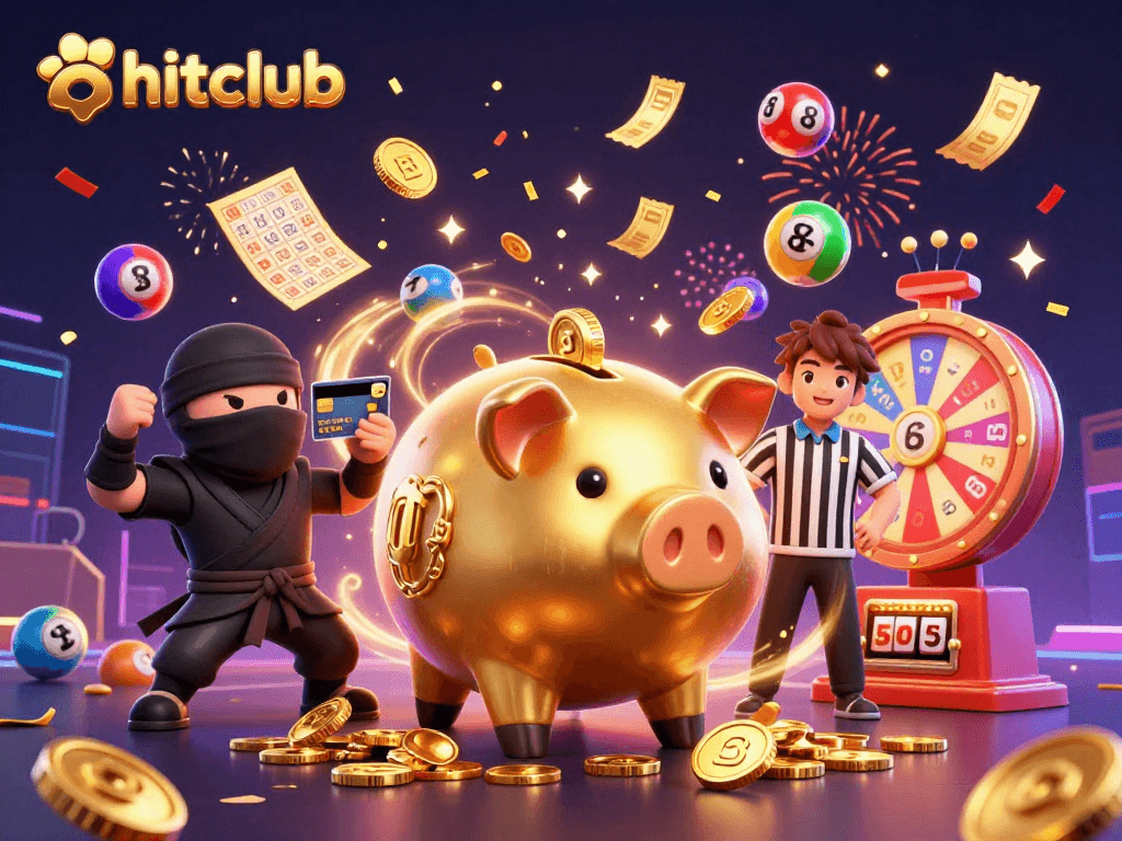 Engage with hitclub's thrilling games amidst a vibrant party atmosphere of lottery balls and prizes.
