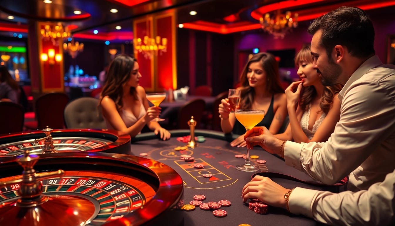 Enjoy an engaging sex game at a vibrant casino table with players immersed in thrilling gameplay.