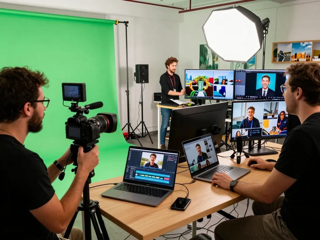 Seedance 2.0 empowering diverse creators in a vibrant video production studio.