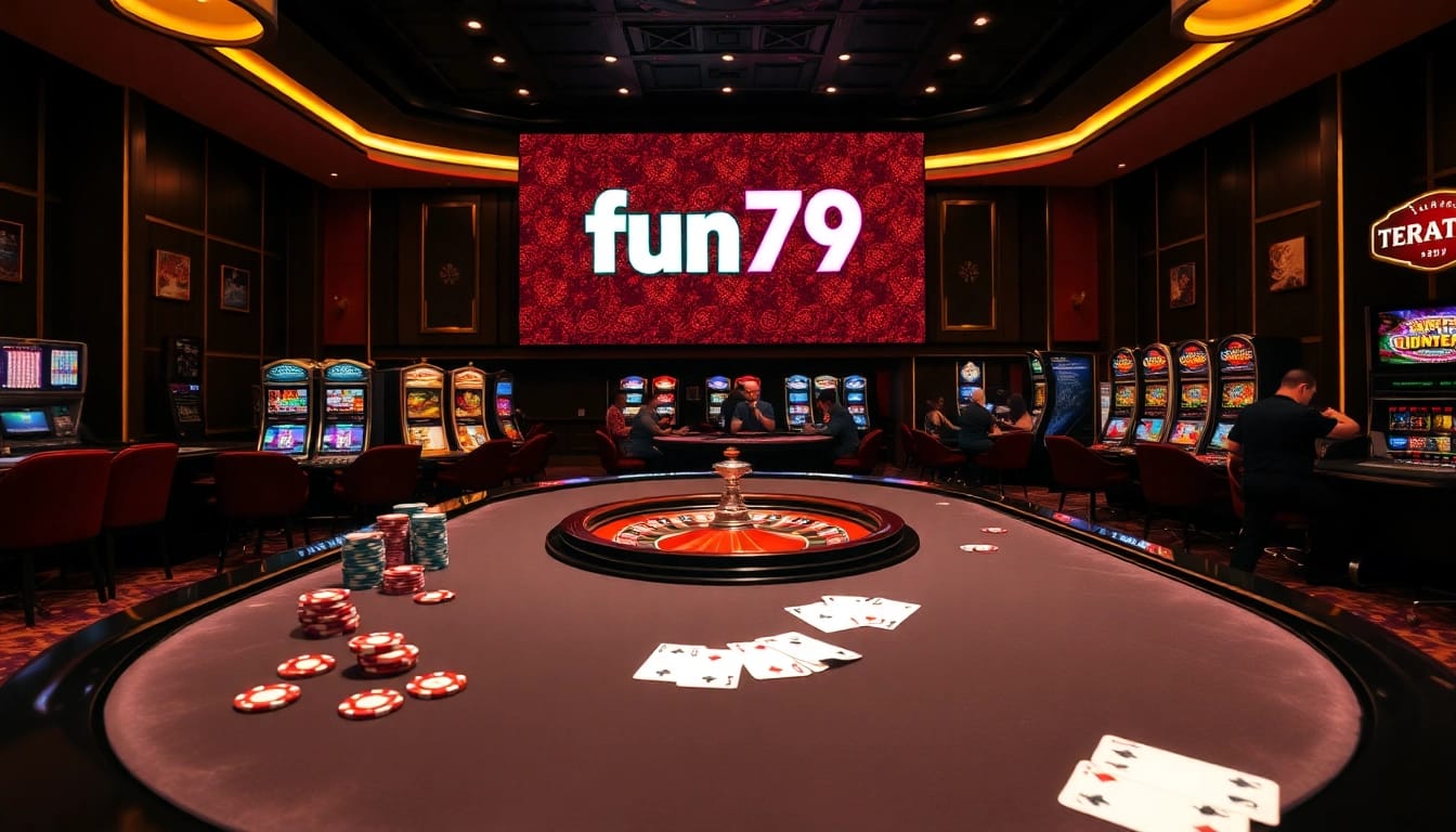 Experience exhilarating casino gaming at fun79 with vibrant tables and enticing slot machines.