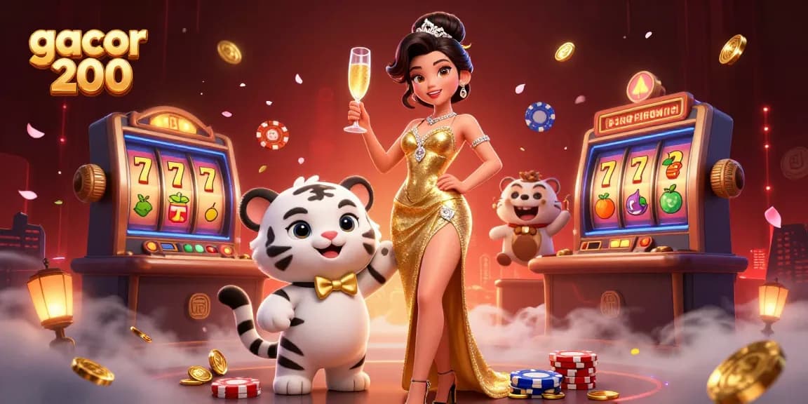Experience thrilling jackpots with gacor 200 in a dazzling 3D casino illustration.