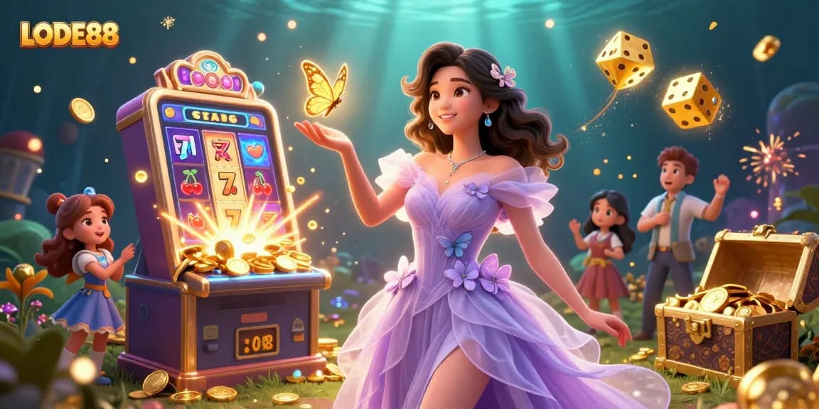 Experience thrilling wins at LODE88 with vibrant casino elements and enchanting characters.
