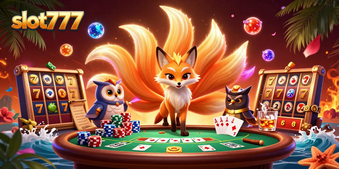 Experience thrilling gameplay with slot777 as lucky symbols dance around vibrant spirits and poker elements.