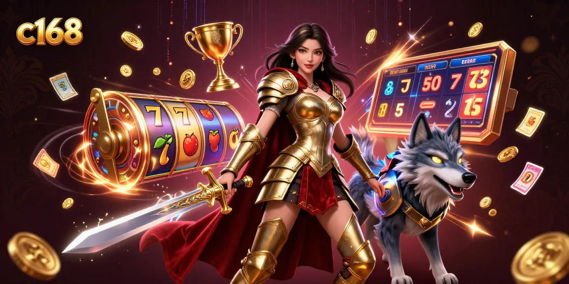 Engage with thrilling casino magic at c168, featuring a warrior queen in an epic gaming scene.