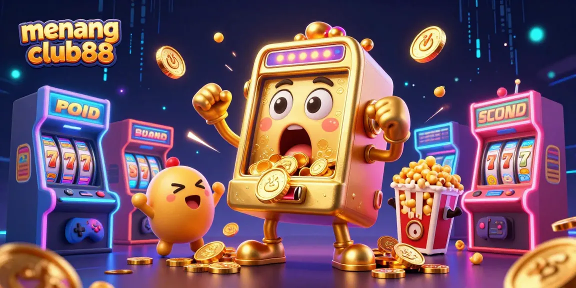 Engage with menangclub88's thrilling jackpot excitement featuring a vibrant golden slot machine scene.