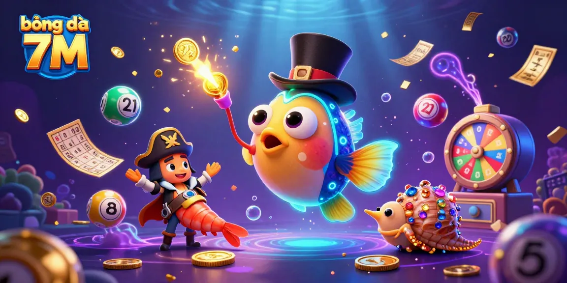 Engage with bóng đá 7M's dynamic betting experience featuring lively characters and gambling elements.