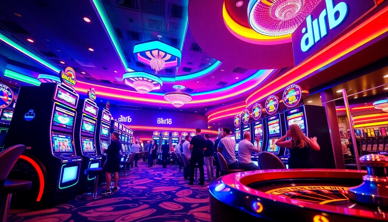 Players enjoying the Bro138 slot machines in a lively casino atmosphere.