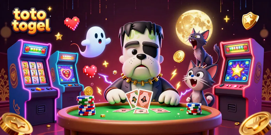 Play thrilling toto togel with a spooky cartoon scene featuring a bulldog and a ghost mouse.