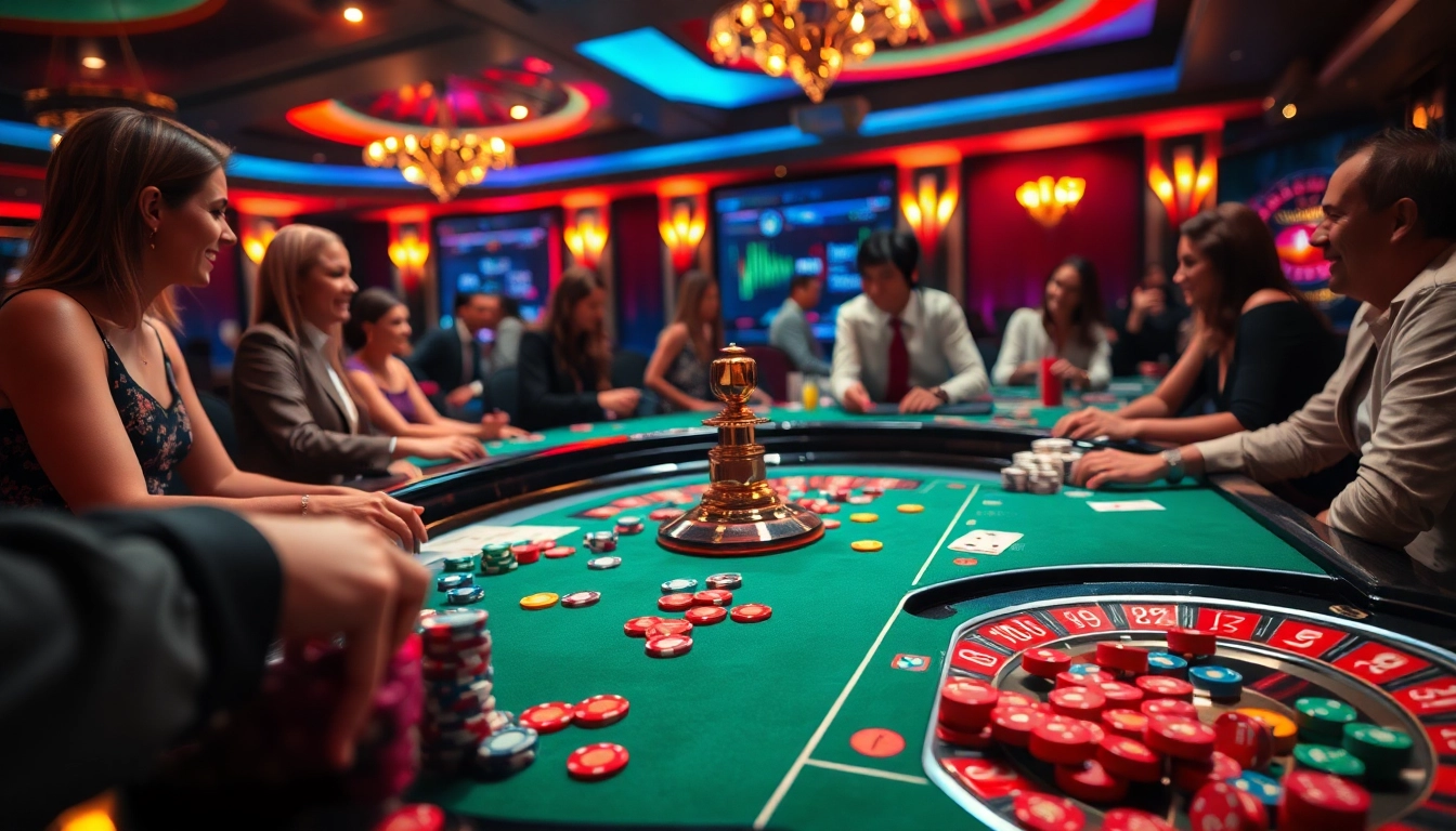 Menang di meja rolet casino bbni4d dengan suasana meriah dan pemain yang terlibat.