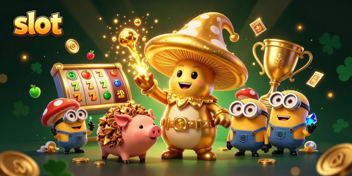 Menangkan hadiah menarik dalam permainan slot di DEWATASLOT888 dengan ilustrasi si penyihir jamur emas.