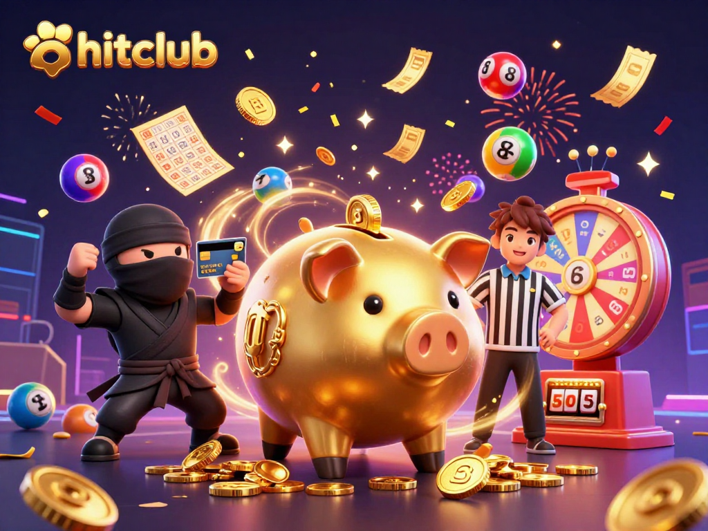 Engage with hitclub's thrilling games amidst a vibrant party atmosphere of lottery balls and prizes.