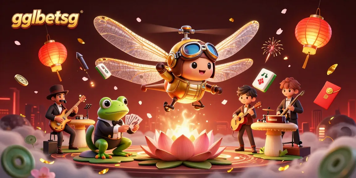 Engage in exciting gglbetsg action with a dragonfly pilot and his frog friends at a vibrant lily pad casino.