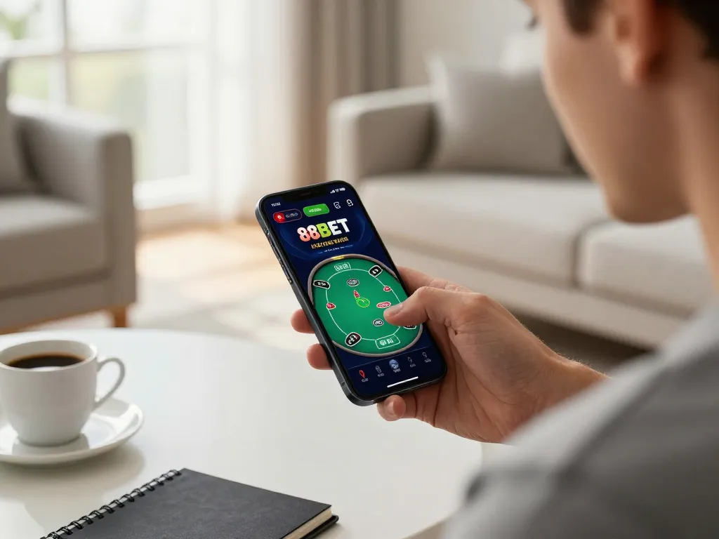 Player exploring exciting poker options on the 88BET app, highlighting engaging gaming experience.