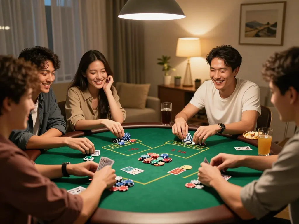 Xóc đĩa game in action with friends at home, enjoying a friendly and social gaming atmosphere.