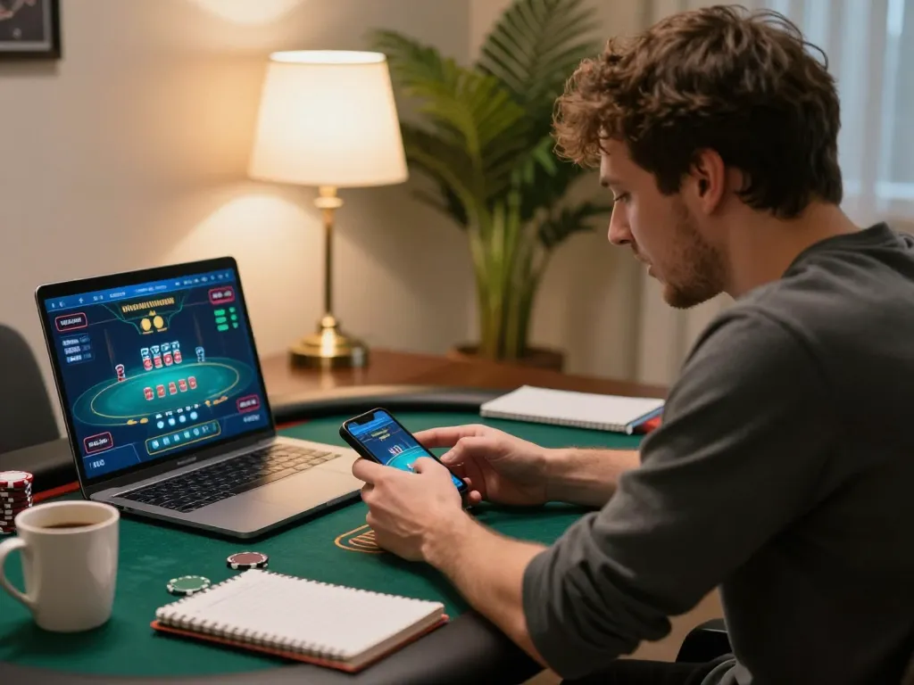 Experience strategic gameplay with LuckyIndex in a cozy home poker game setup