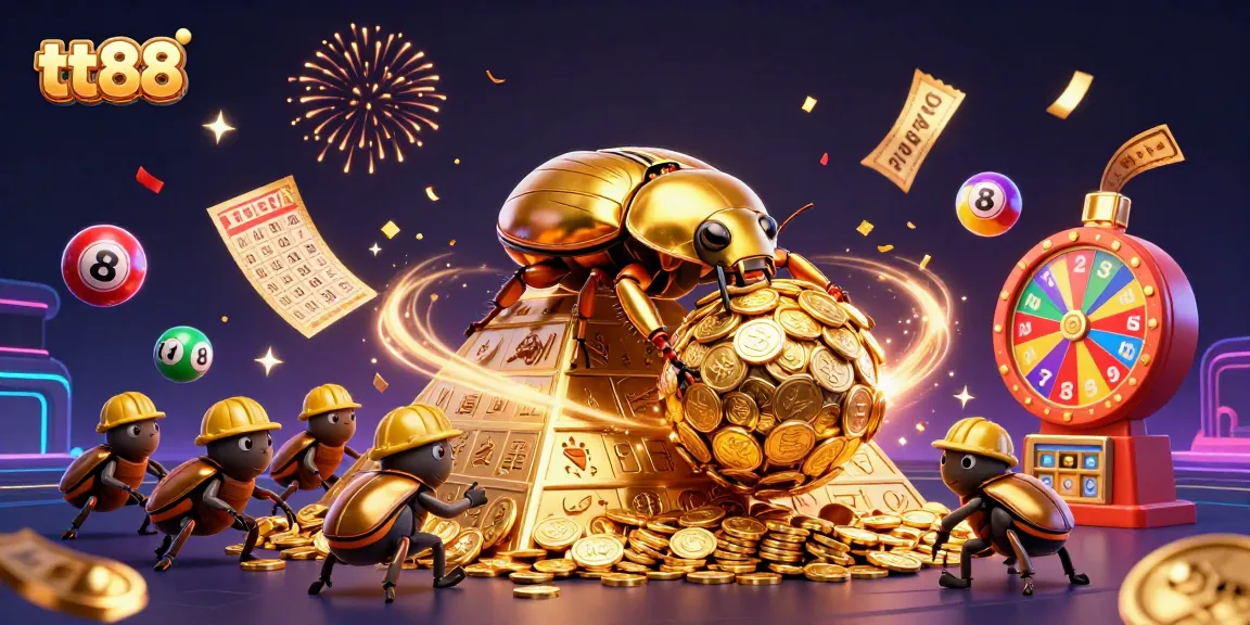 Experience excitement with tt88 in a vibrant 3D casino world full of golden coins and lottery thrills.
