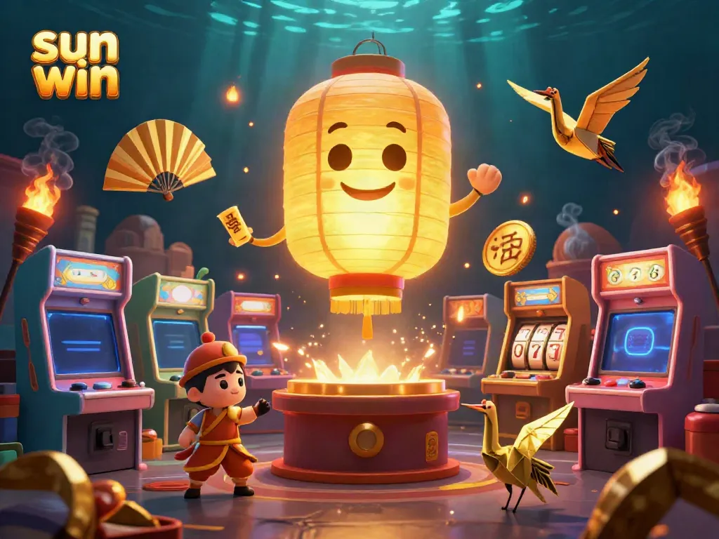 Engage with sun win's immersive casino experience featuring golden lantern spirits and vibrant gaming elements.