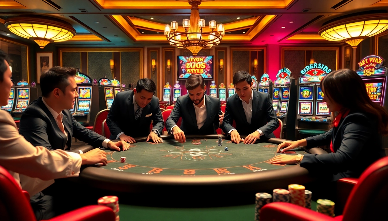 Engaging poker game at 68VIP casino showcasing excitement and luxury in gambling.