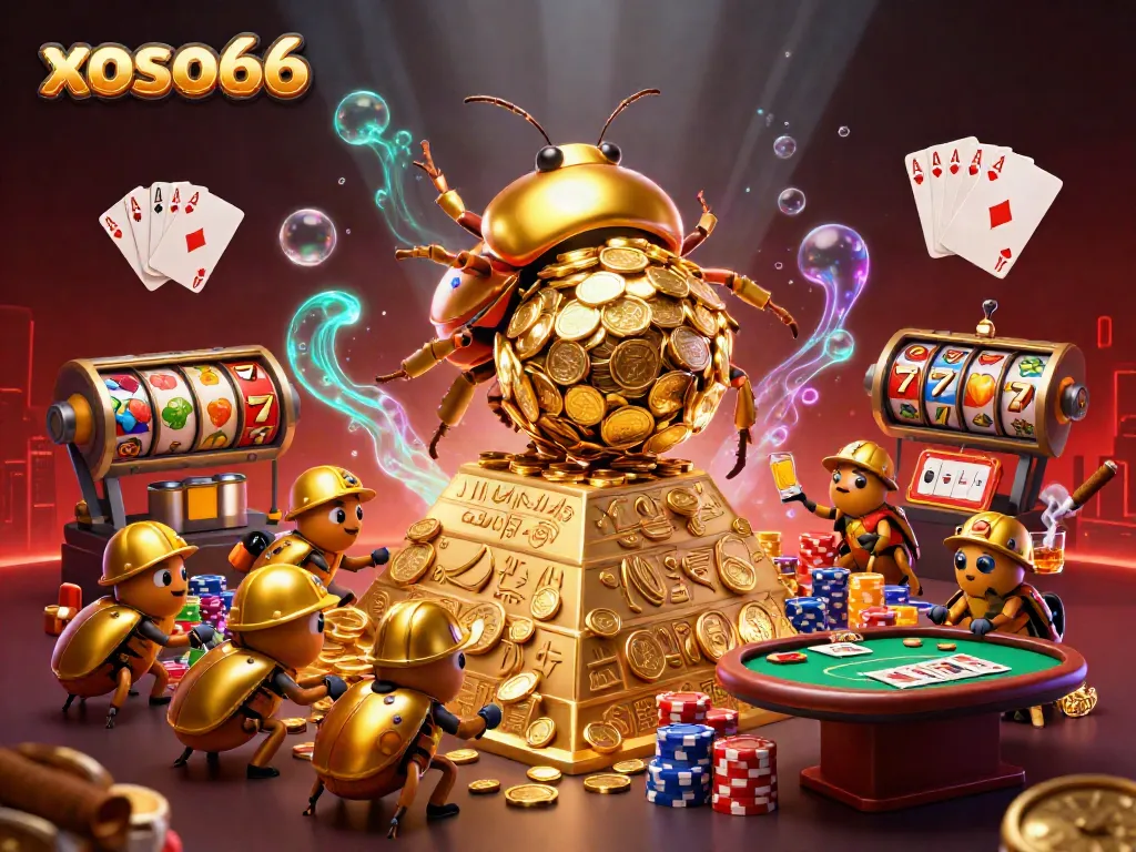 Engage in thrilling gameplay at xoso66 with gold coins and slot reels spinning in an electrifying casino environment.
