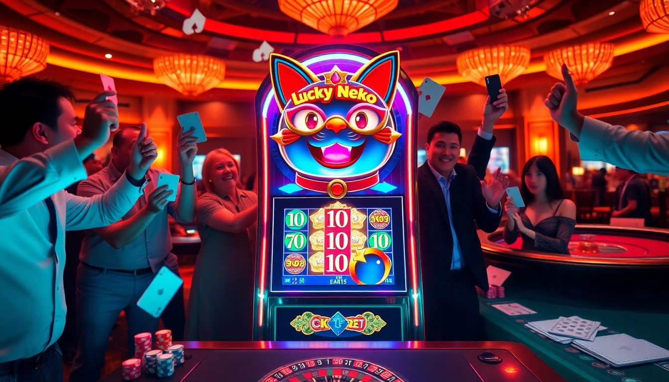 Experience the thrill of Lucky Neko PG Slot แจกหนัก in a vibrant casino atmosphere.