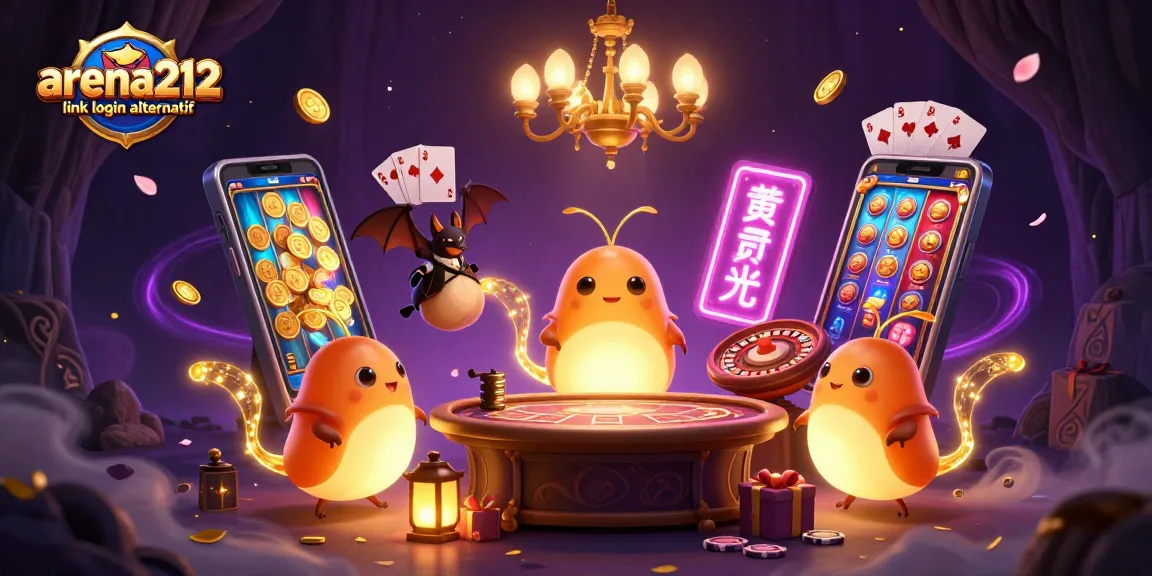 Gambarlah arena212 link login alternatif dengan karakter hantu bercahaya di kasino gua.