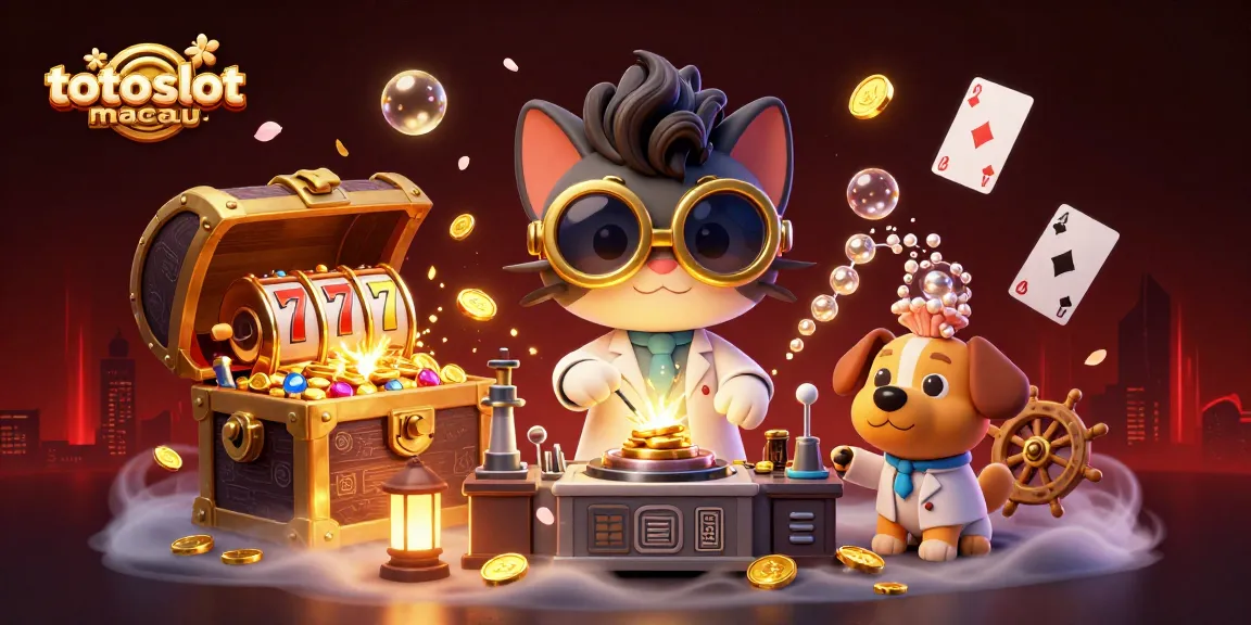 Engage with the exciting world of totoslotmacau featuring a whimsical cat scientist creating jackpot rewards.