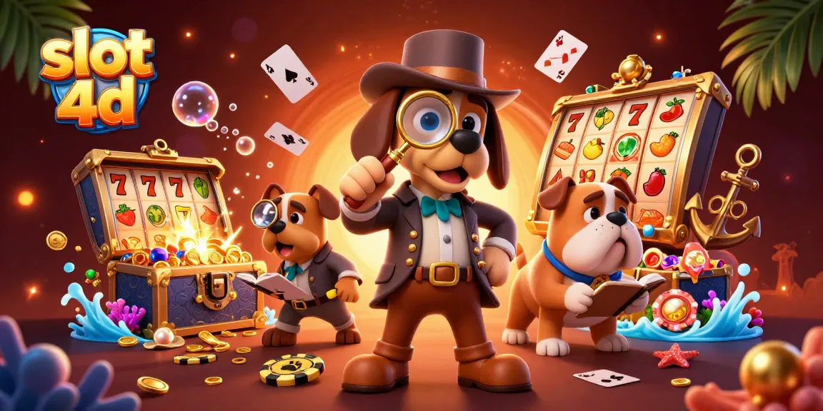 Engage in thrilling slot 4d action with a detective and treasure-filled illustration.