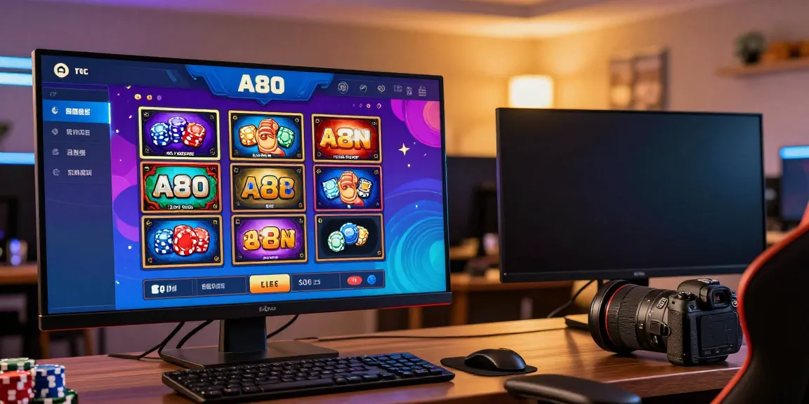 A80 gaming platform featuring a colorful interface with various casino games in a cozy gaming room.