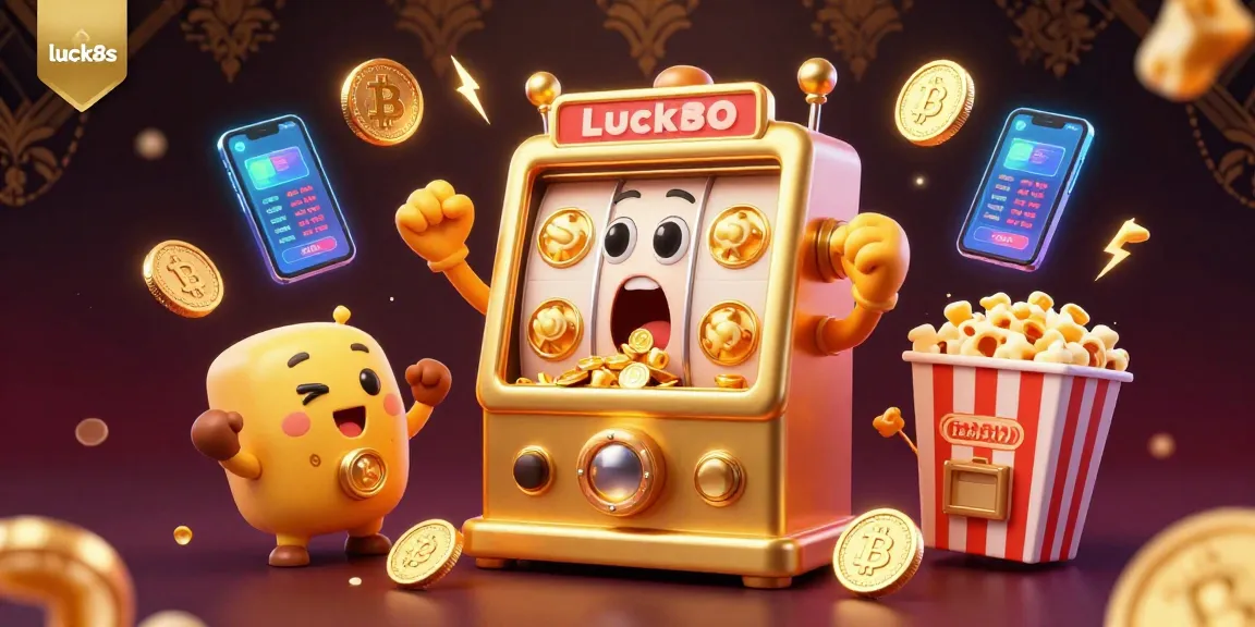Experience the excitement of luck8s as the golden slot machine hits a jackpot, showered with coins.