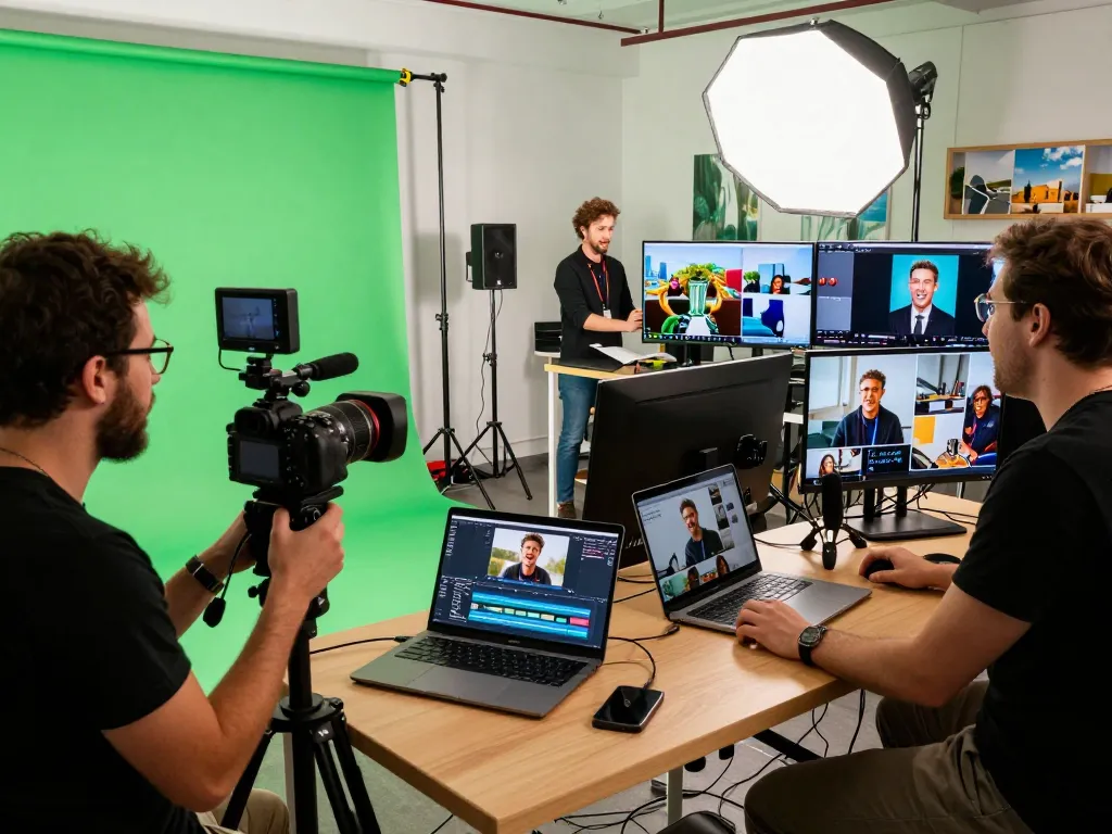 Seedance 2.0 empowering diverse creators in a vibrant video production studio.