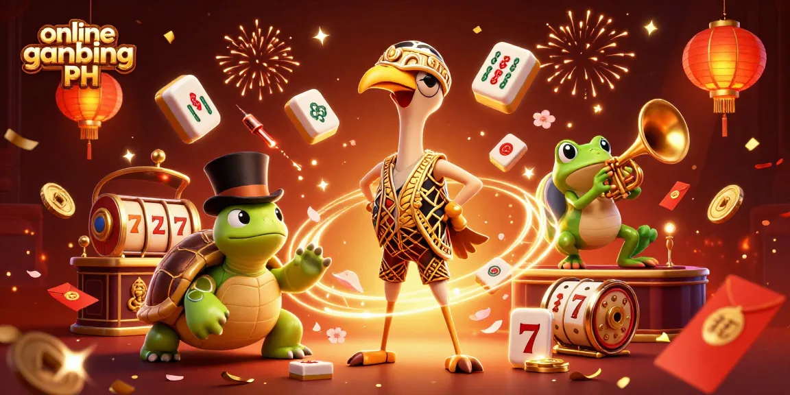 Engage in online gambling PH with a vibrant 3D illustration featuring lucky symbols