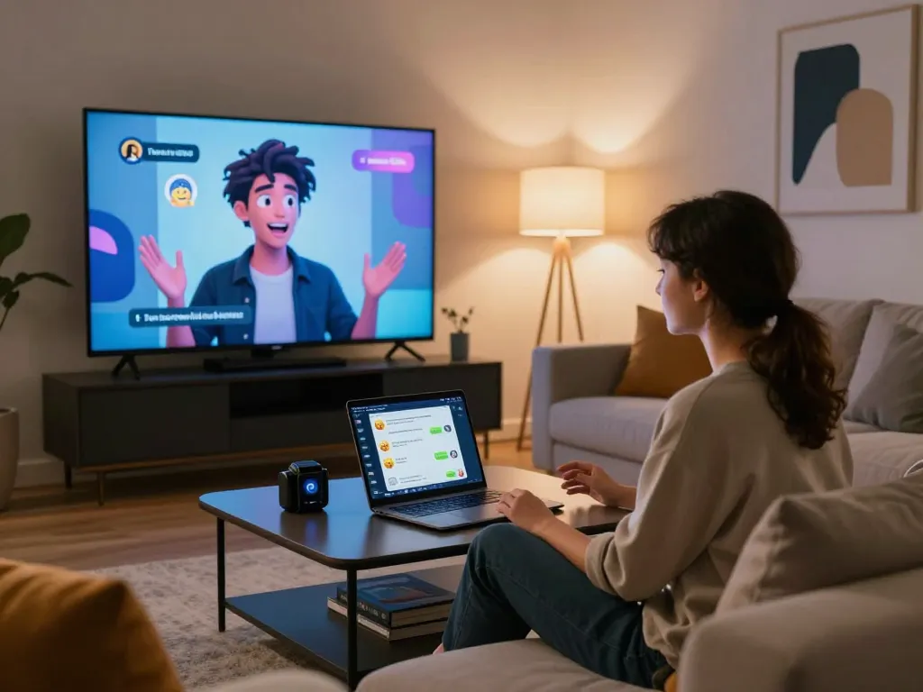Engaging interaction with nsfw AI avatar in a modern lounge setting.