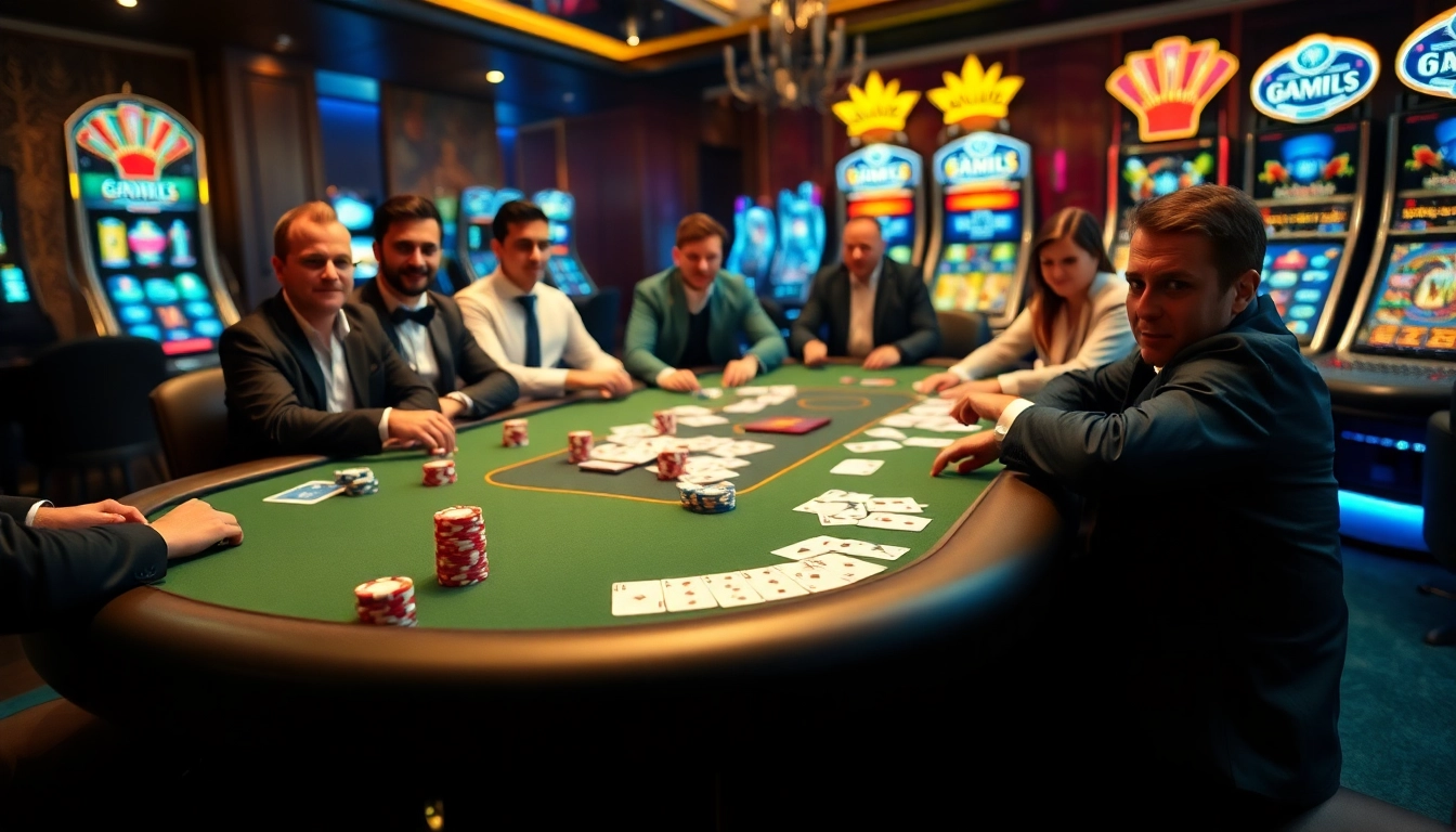 Experience the thrill of gaming at b52 club with vibrant casino tables and engaging players.