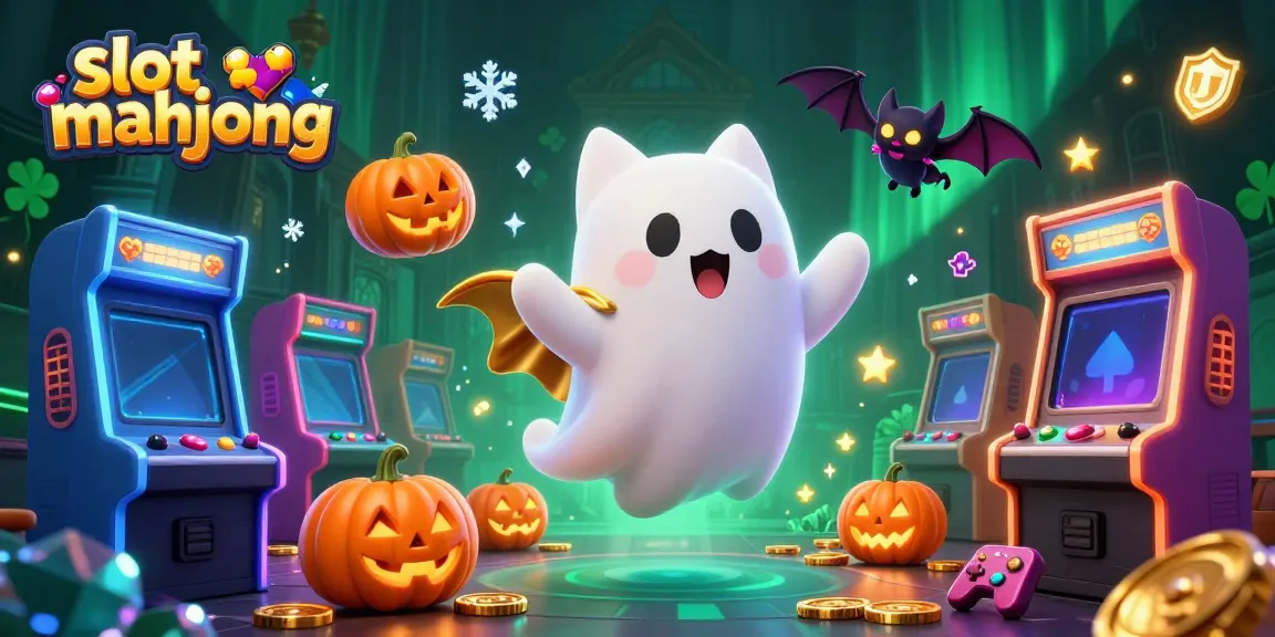 Engaging slot mahjong scene with a ghost cat and a vampire bat highlighting vibrant gambling elements.