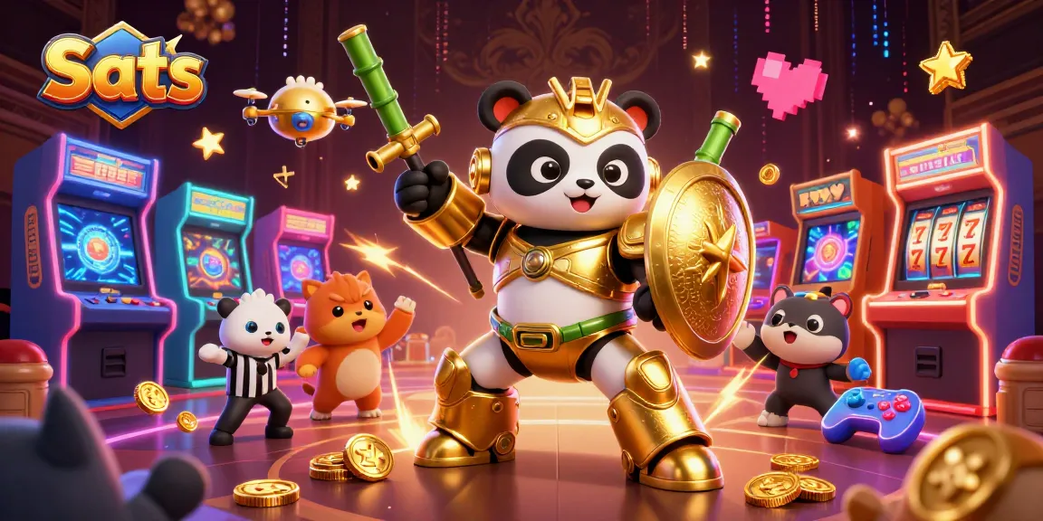 Spin vibrant Slots with an energetic panda in a colorful 3D casino arena.