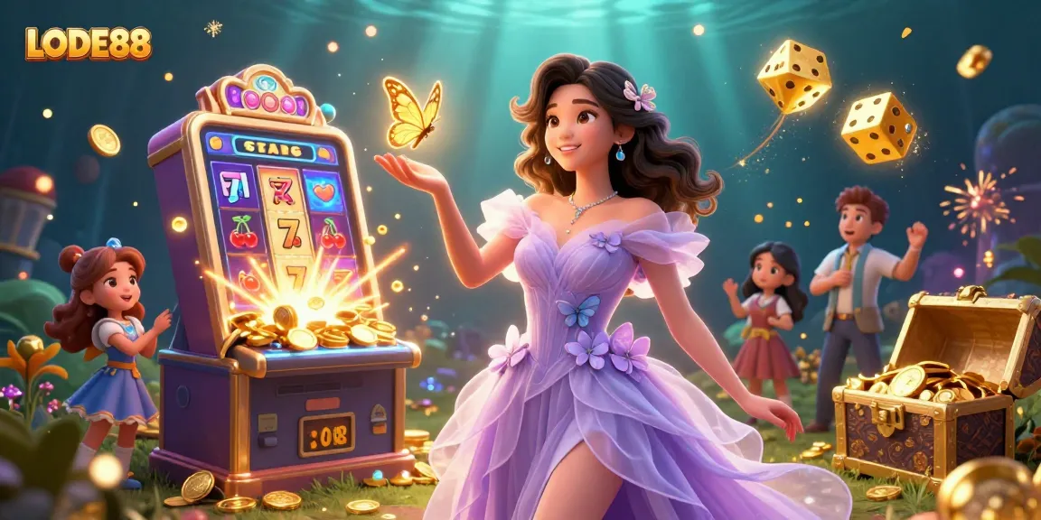 Experience thrilling wins at LODE88 with vibrant casino elements and enchanting characters.