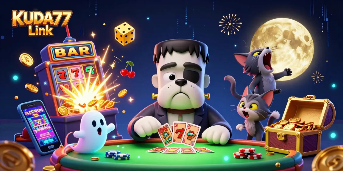 Menangkan peluang bermain di Tautan KUDA77 dengan kartun Frankenstein bulldog dan mesin slot