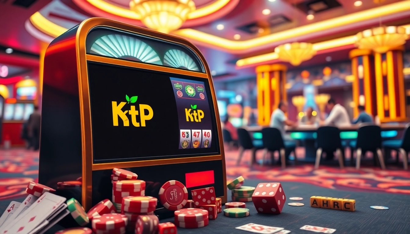 KtP Jitu slot machine surrounded by exciting poker chips and dice, inviting passionate players.