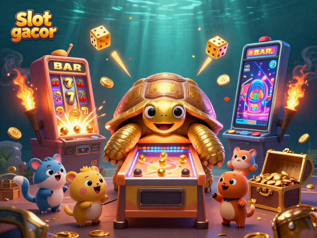 Experience the thrills of slot gacor with a dynamic 3D illustration showcasing vibrant casino elements.