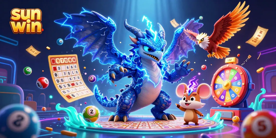 Engage with sun win as the thunder dragon, glowing hawk, and electric mouse animate in a vibrant casino setting.
