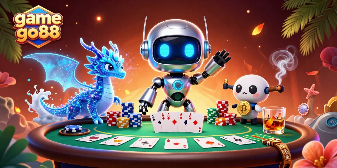 Engage in the thrilling game go88 with a vibrant poker scene featuring cartoon characters and dynamic elements.