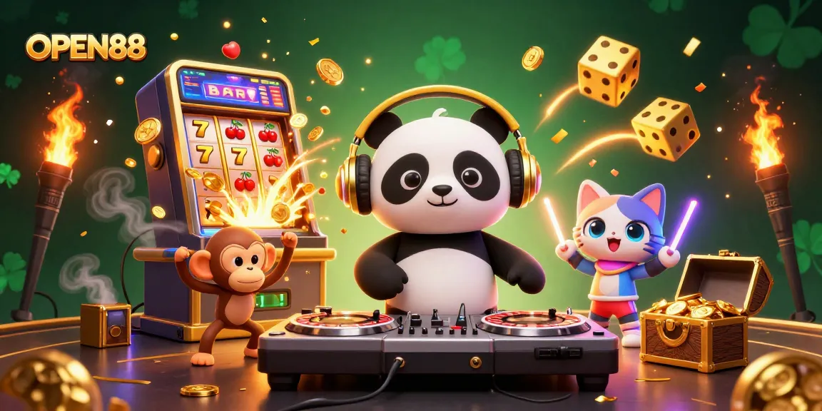 Experience excitement at OPEN88 with a DJ panda, breakdancing monkey, and rave kitten amidst jackpot wins.