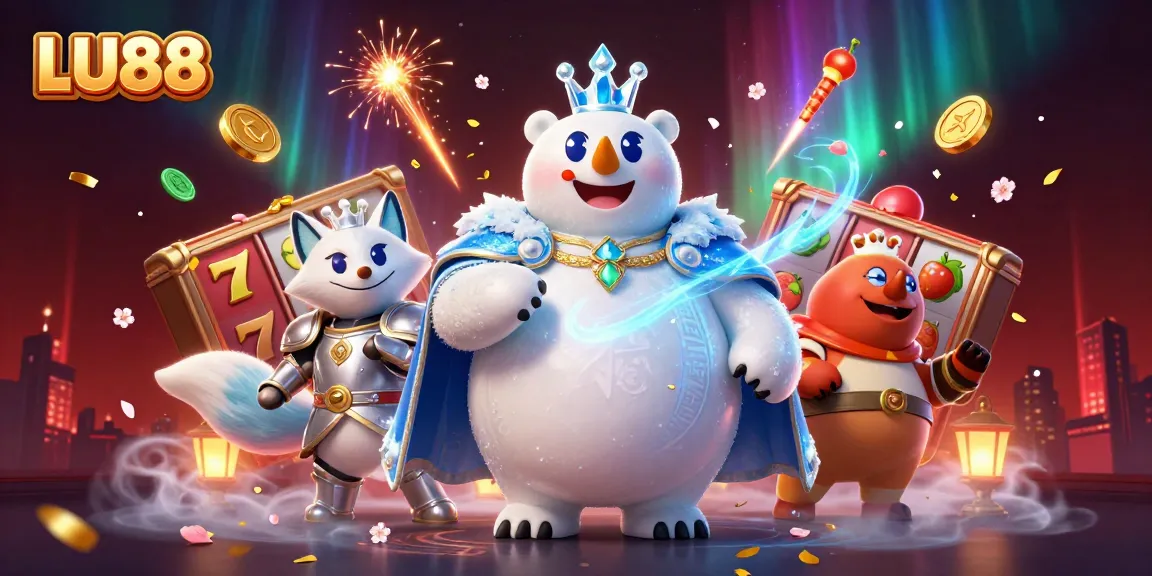 Engage with LU88's vibrant slots scene featuring icy royalty and festive elements.