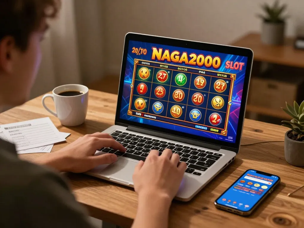 NAGA2000 SLOT activation on laptop reveals immersive gaming, setting the stage for strategic wins.