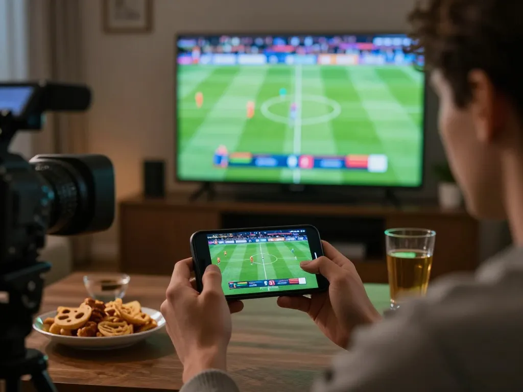 Luongsontv user engaging in mobile sports betting while streaming live football match.