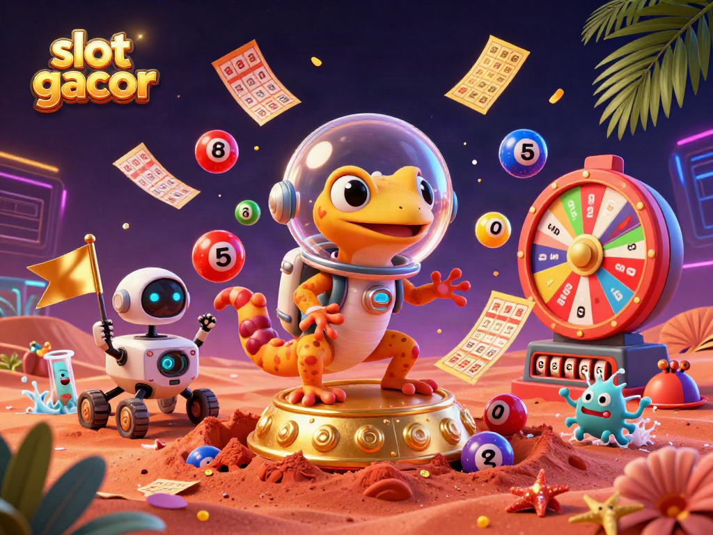 Experience slot gacor excitement with a Martian gecko, casino treasures, and vibrant games.