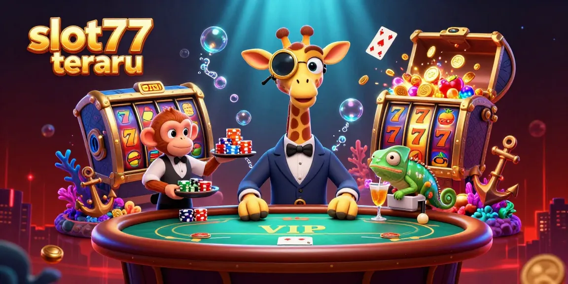 Experience thrilling wins at slot77 terbaru with our captivating 3D casino illustration.