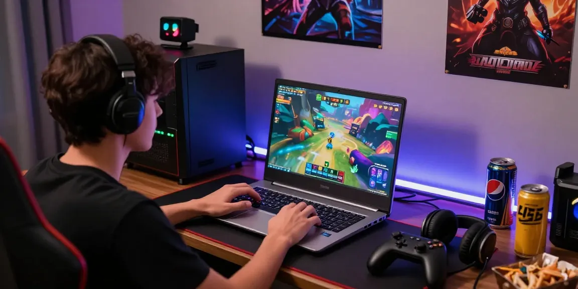 Engaging in Raja Game login on a sleek laptop with colorful gaming setup.