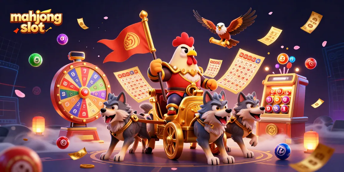 Experience mahjong slot excitement with a dynamic casino illustration featuring vibrant game elements.